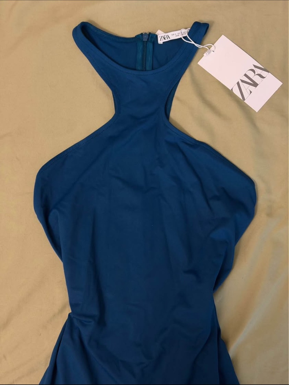 Zara Halter Romper in Teal Blue